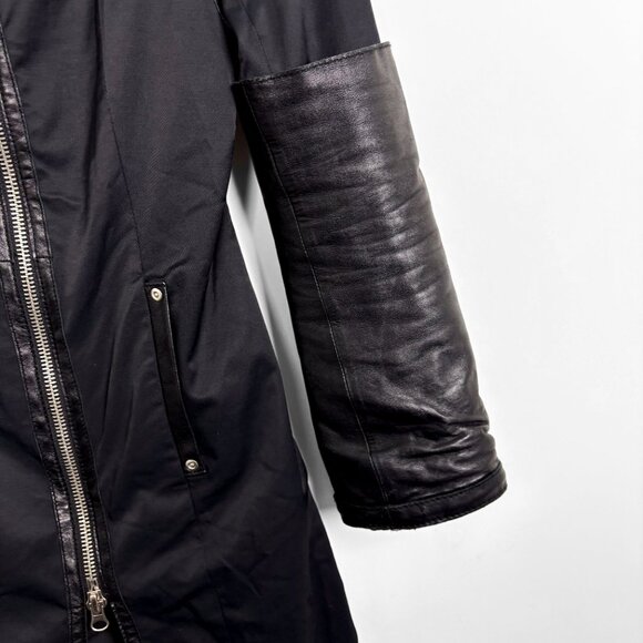 RUDSAK Womens Black Leather Sleeve Nylon Zip Jacket XS Fall - Picture 3 of 5